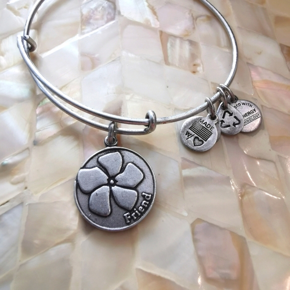 Alex and Ani Jewelry - Alex and Ani "Friend" flower charm bangle, Raphaelian silver